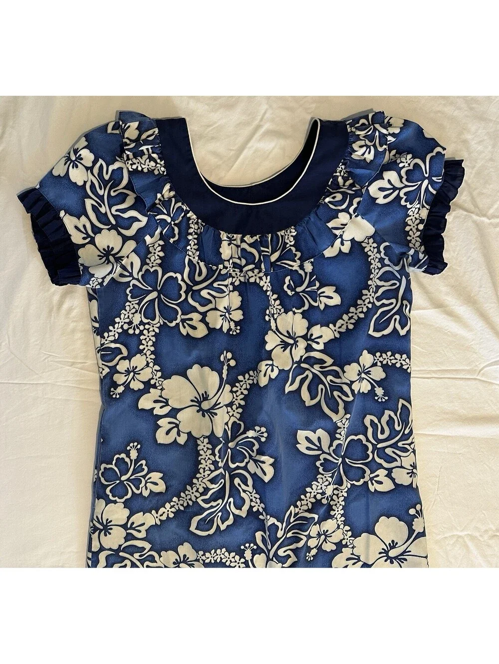 Lolenani Of Hawaii Long Cotton Muumuu Hibiscus Print Size 16 Excellent Condition